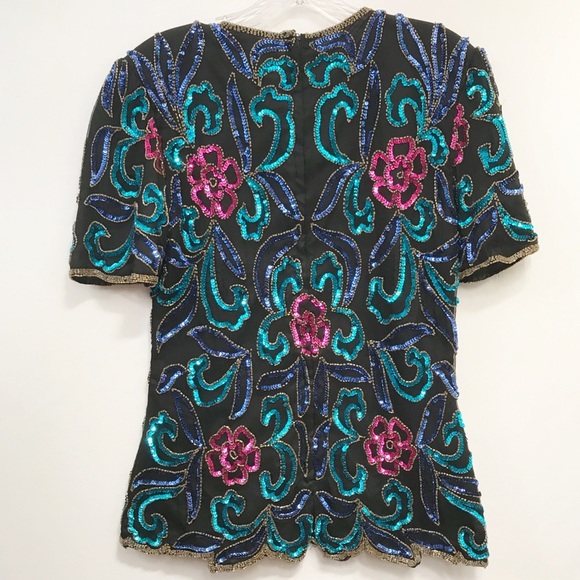 Papell Boutique Evening Women’s Sequin Top Sz‎ S - Picture 2 of 6